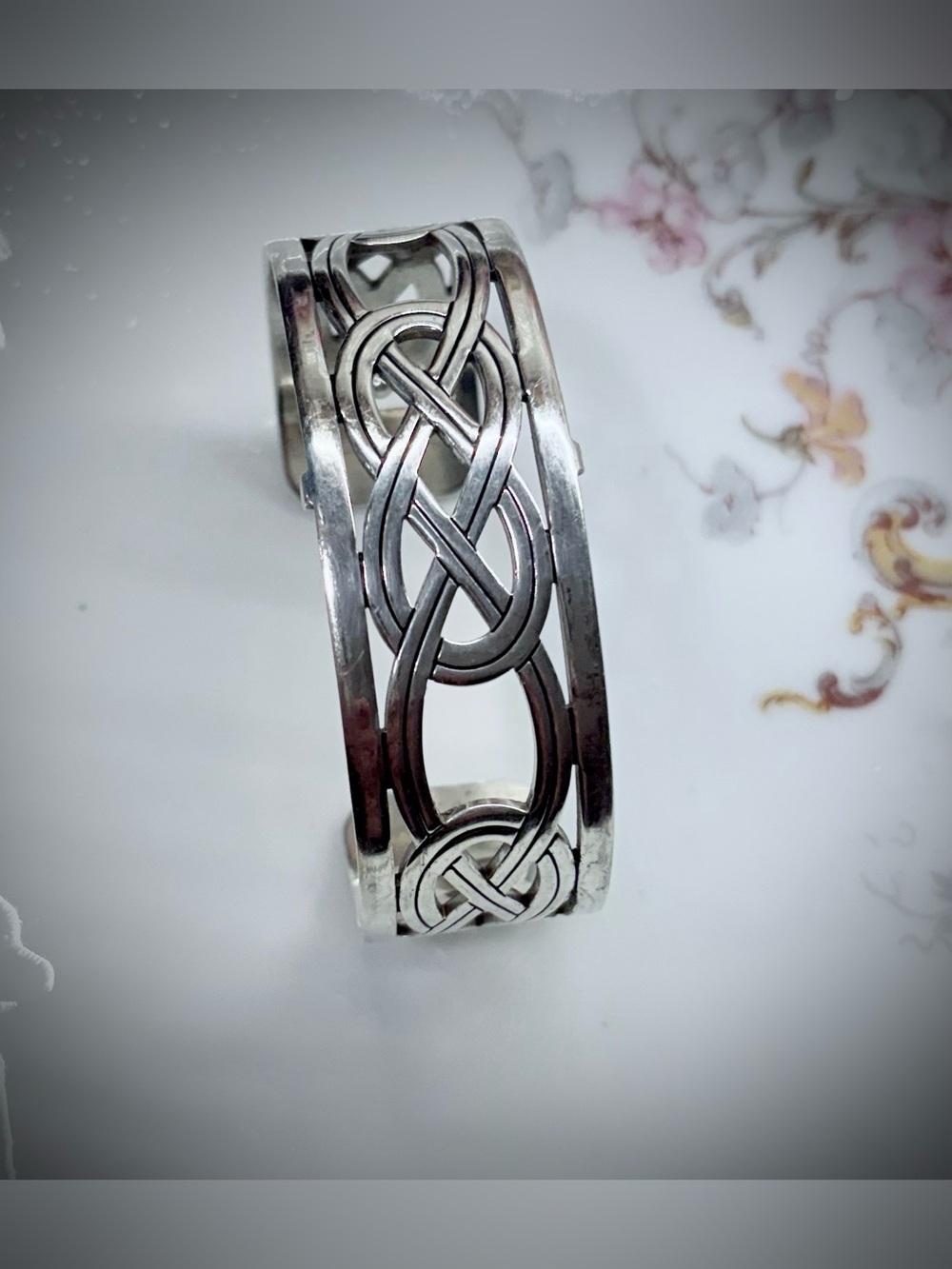 Brighton Christo Cuff Bracelet Silver Plated Celtic Knot Filigree Retired